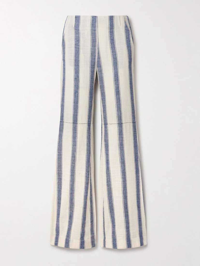 ALIX OF BOHEMIA Charlie Striped Cotton-gauze Flared Pants - x large