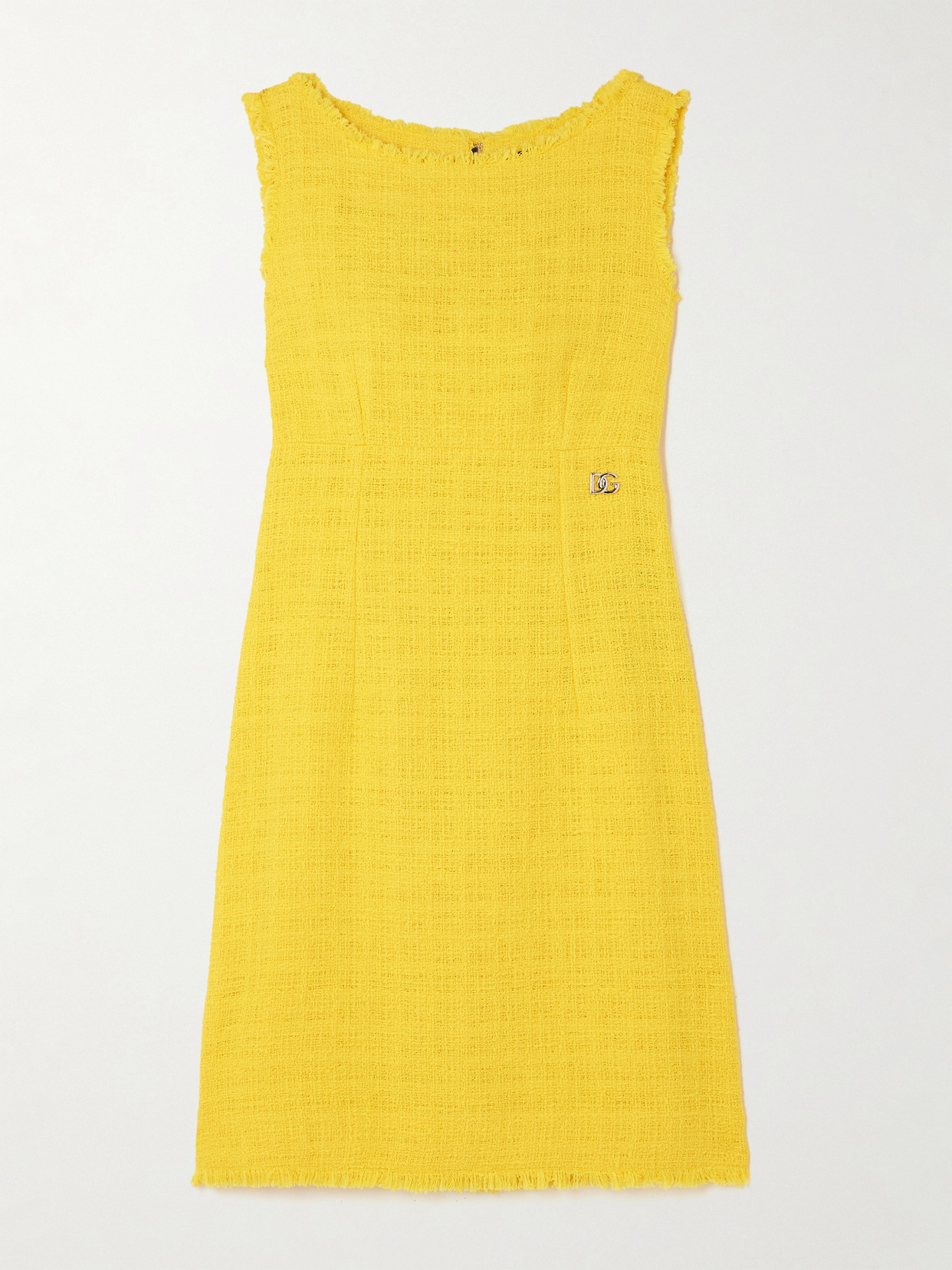 Dolce & Gabbana A-line Tweed Dress In Yellow