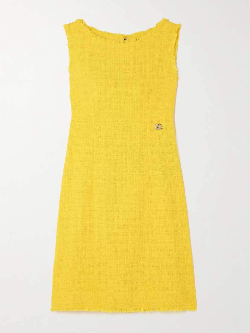 Dolce & Gabbana Raschel Frayed Cotton-blend Tweed Mini Dress