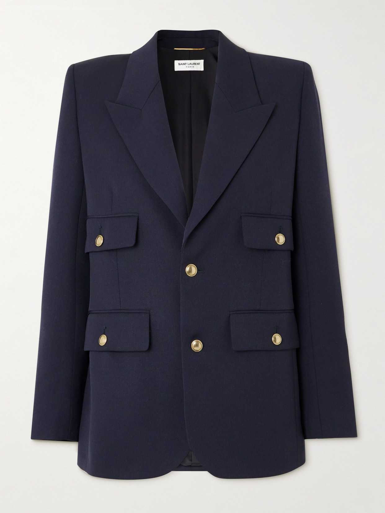 SAINT LAURENT - Grain De Poudre Wool Blazer - Blue