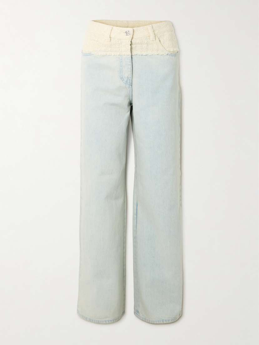 Givenchy Big Mix Wool-blend Bouclé-trimmed High-rise Straight-leg Jeans