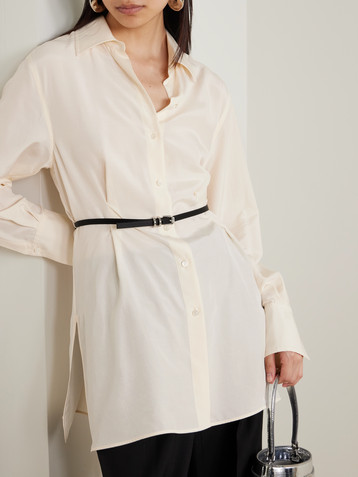 Givenchy Voyou belted satin-trimmed silk shirt