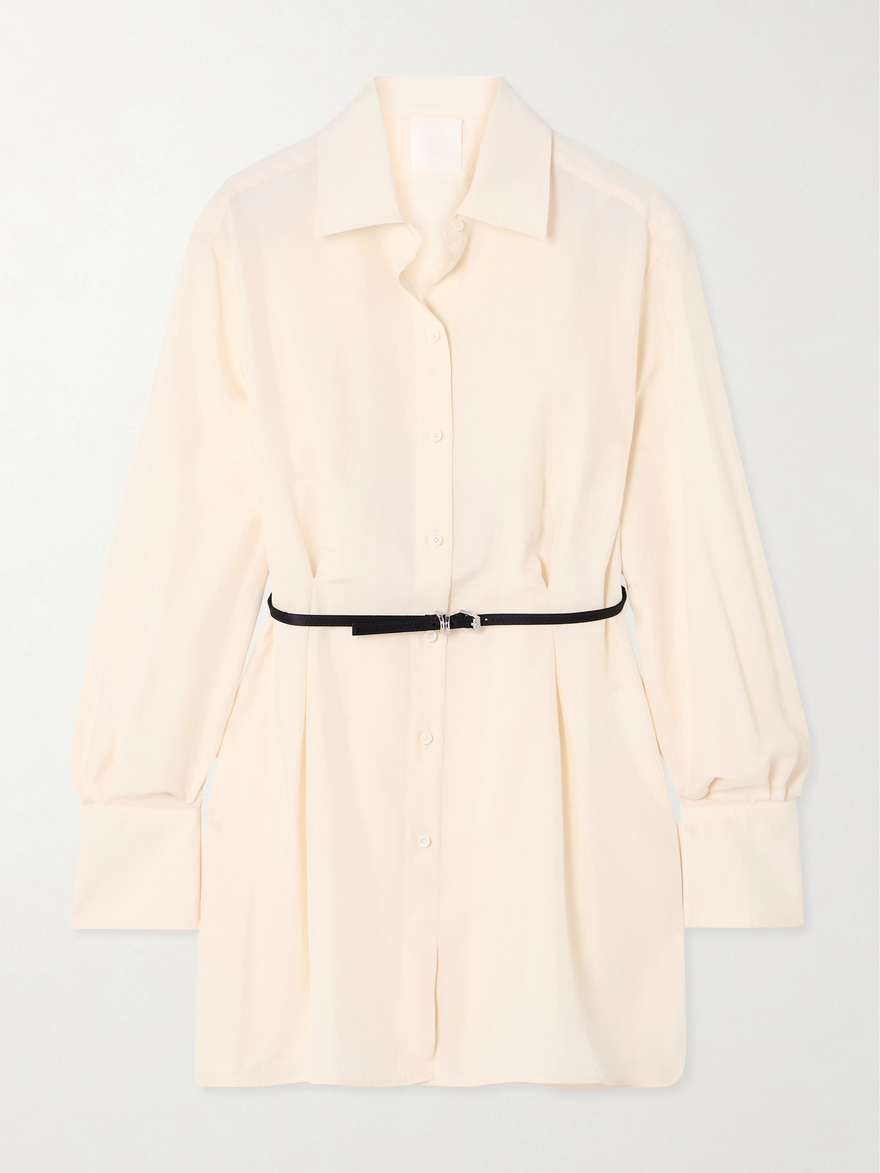 Givenchy Voyou Belted Satin-trimmed Silk Shirt In White