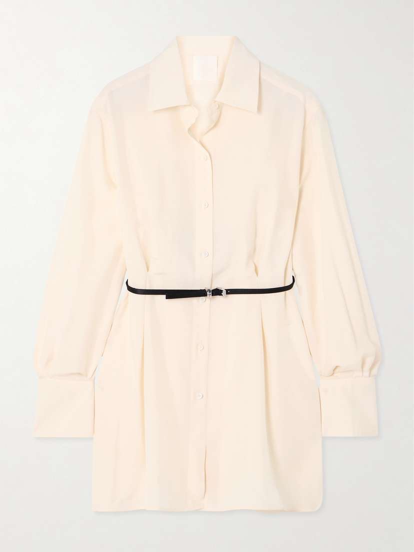 Givenchy Voyou Belted Satin-trimmed Silk Shirt