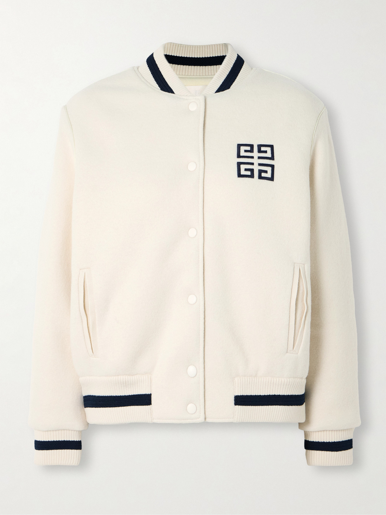 Givenchy Embroidered Padded Wool-felt Bomber Jacket In White