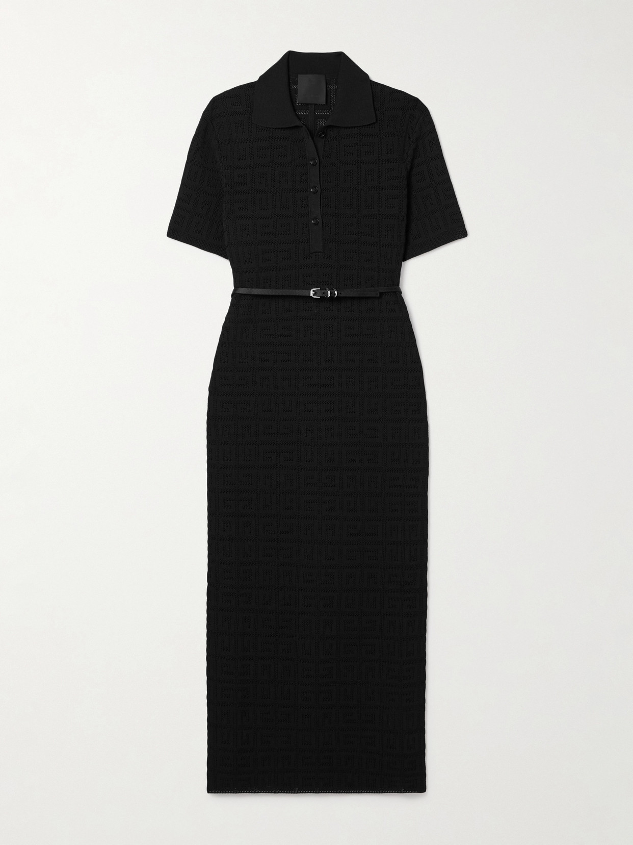 Givenchy - Belted Jacquard-knit Midi Dress - Black