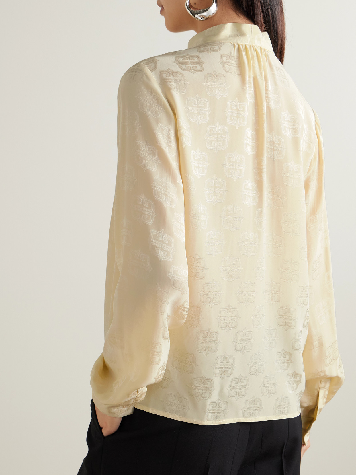 Givenchy Beige Pussy Bow Blouse In Blend Silk Woman In White
