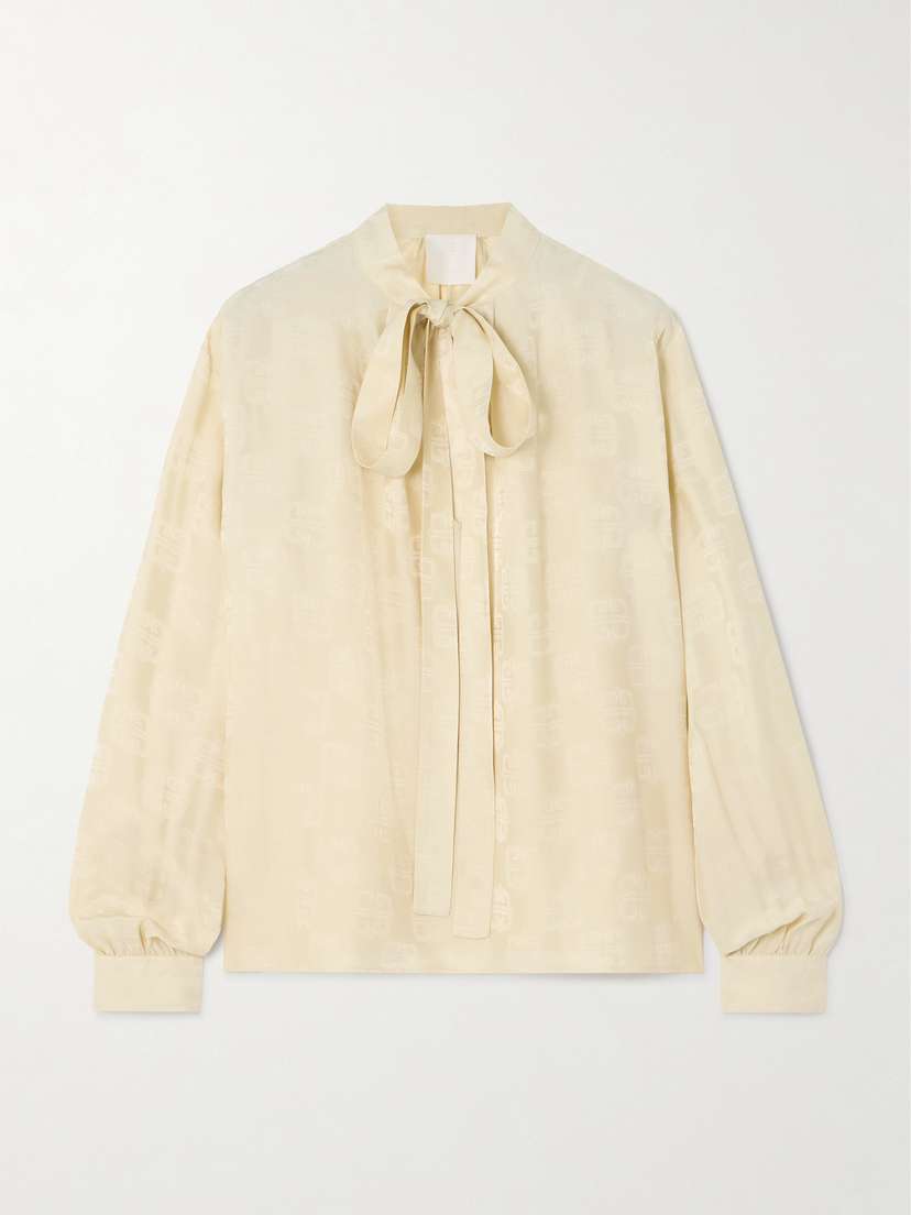 Givenchy Pussy-bow Satin-jacquard Blouse