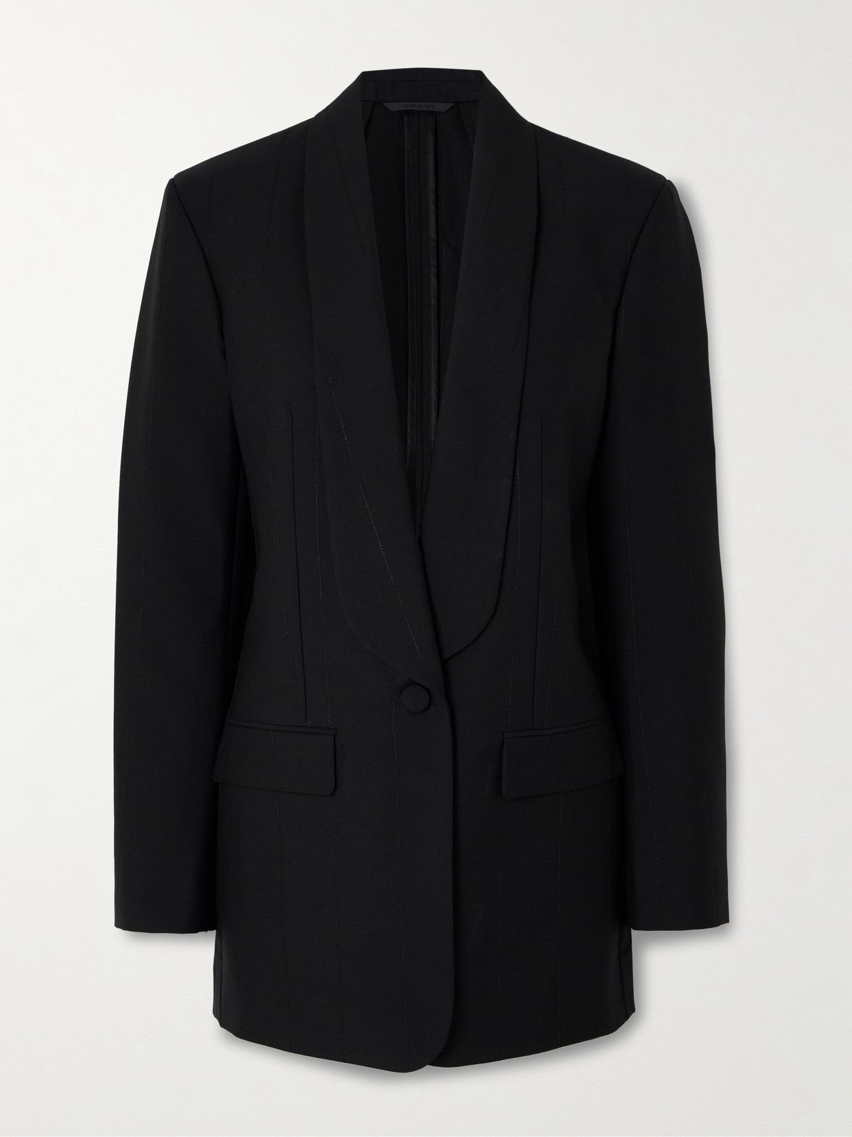 Givenchy Pinstriped Metallic Wool-blend Twill Blazer In Black