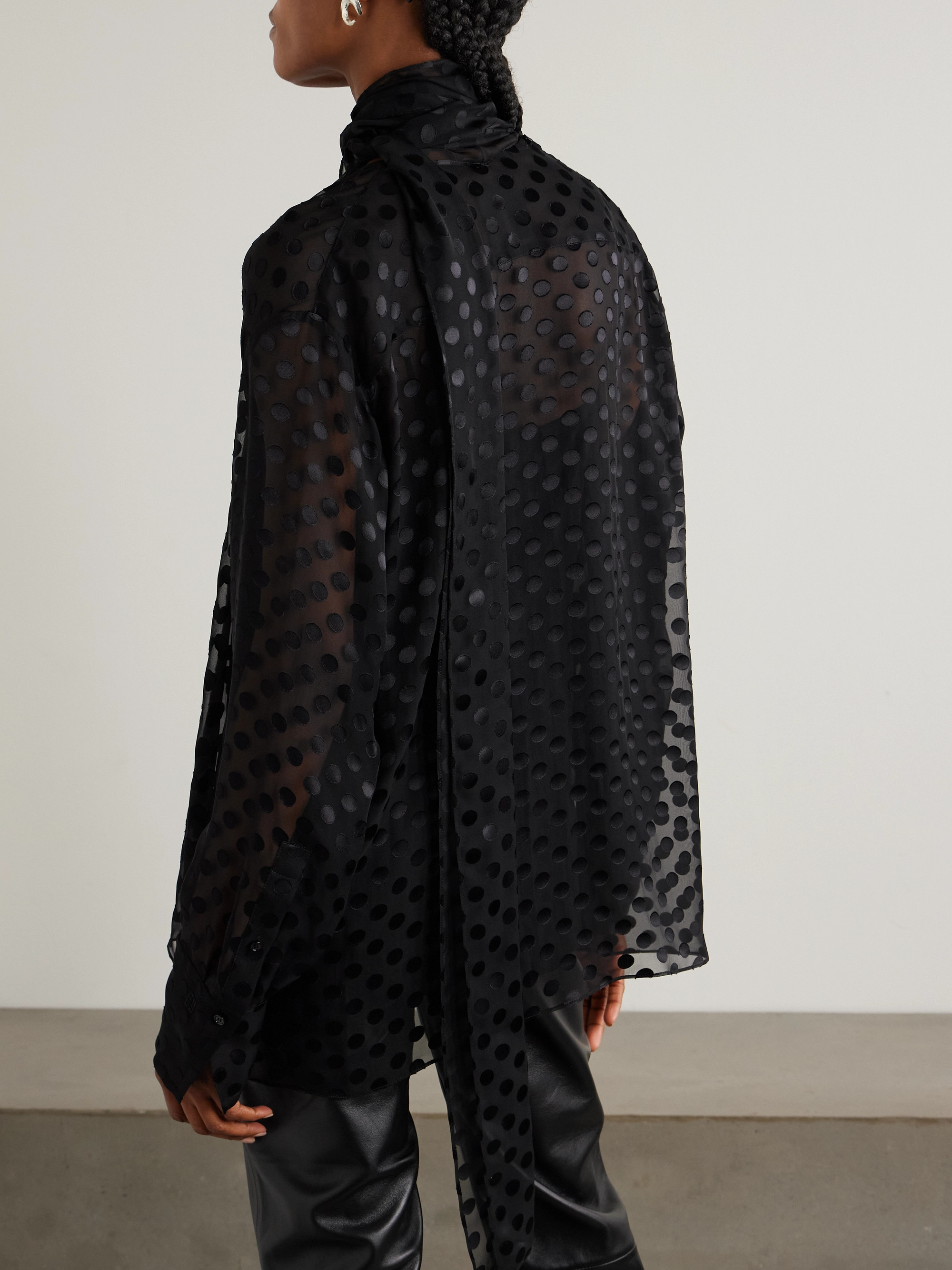 Givenchy Pussy-bow polka-dot silk-blend chiffon blouse