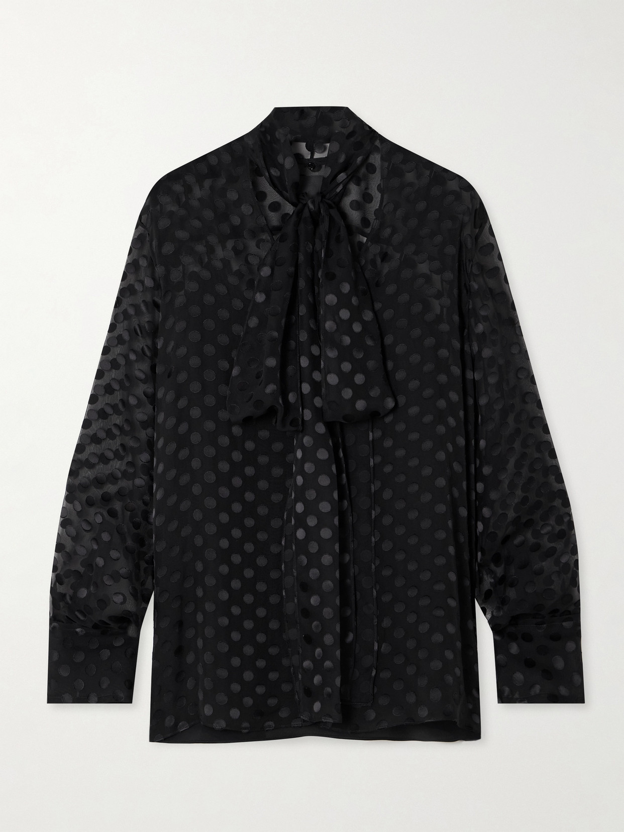 Givenchy - Pussy-bow Polka-dot Silk-blend Chiffon Blouse - Black