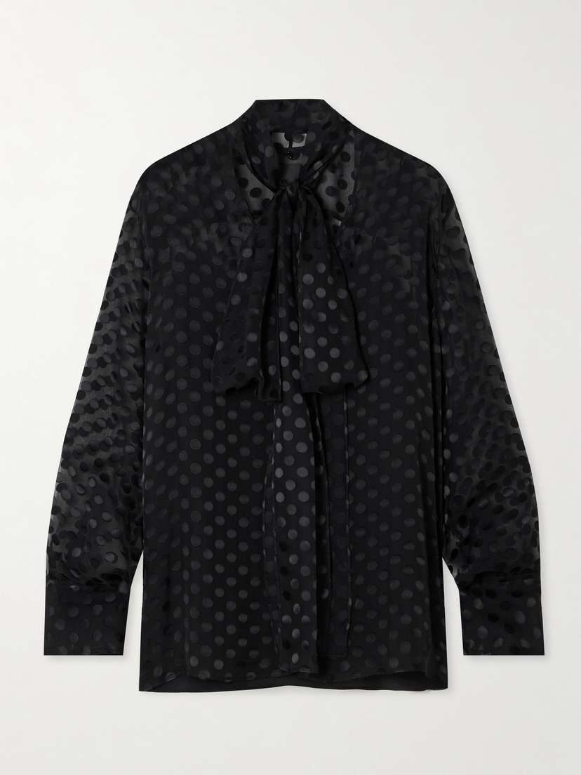 Givenchy Pussy-bow Polka-dot Silk-blend Chiffon Blouse