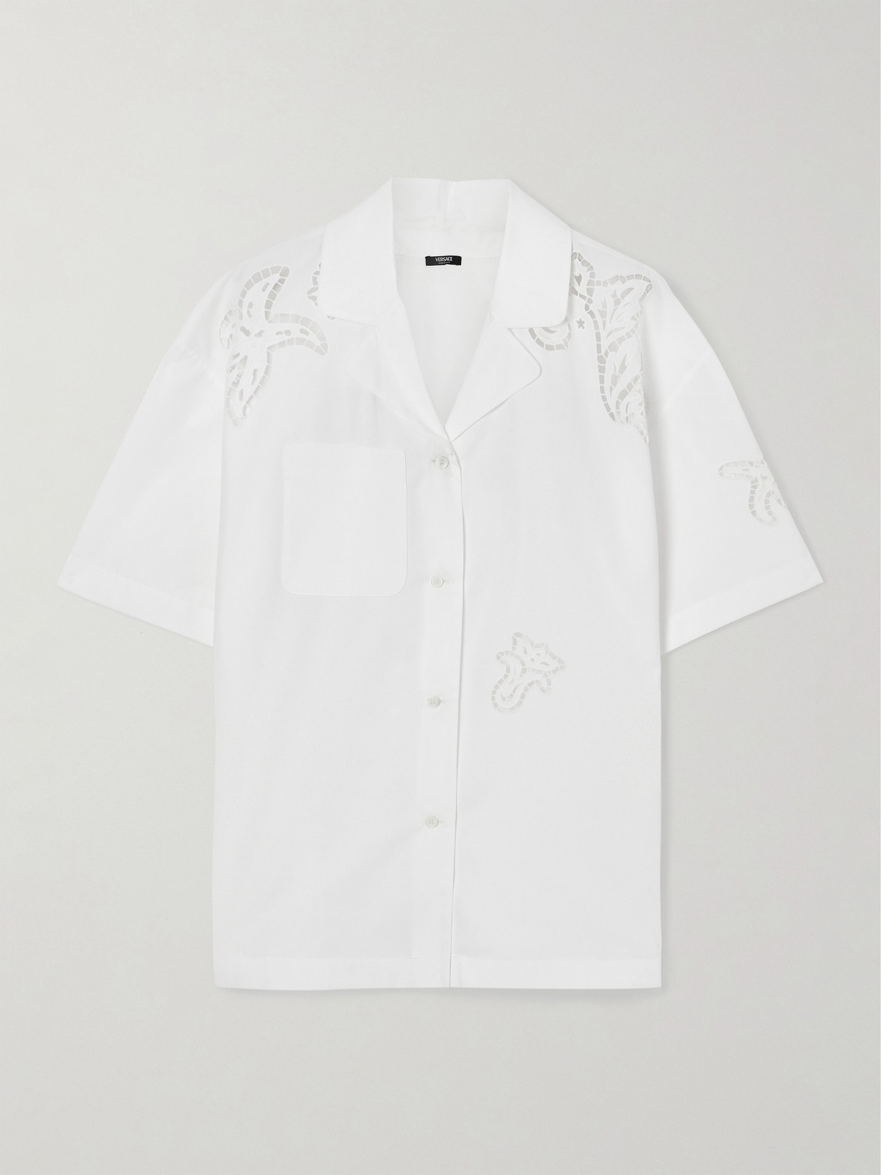 Versace Broderie Anglaise Cotton-poplin Shirt In White