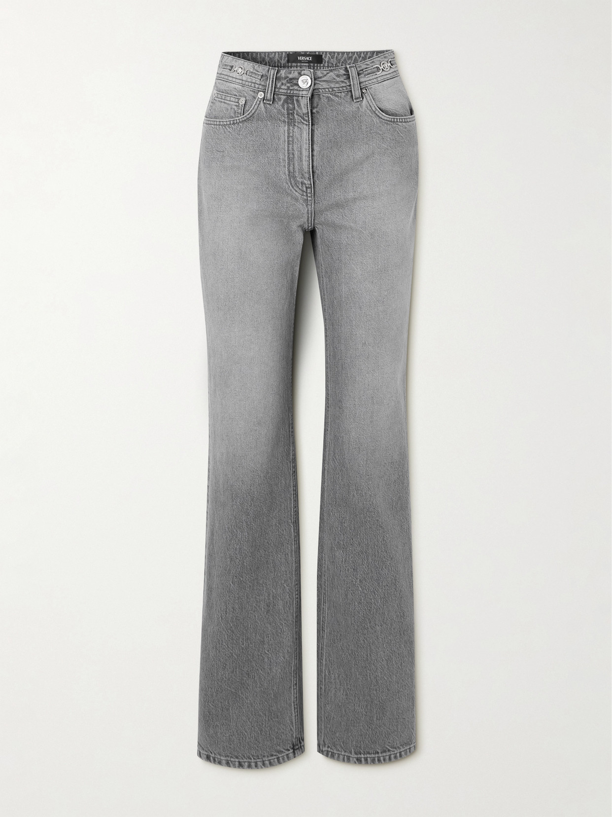 Versace - High-rise Straight-leg Jeans - Gray