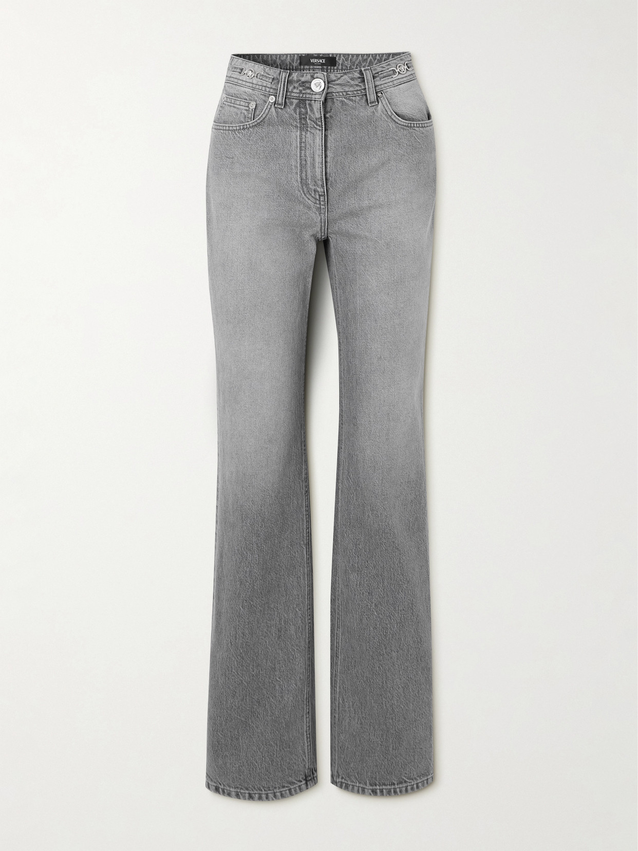 Versace High-rise Straight-leg Jeans In Gray