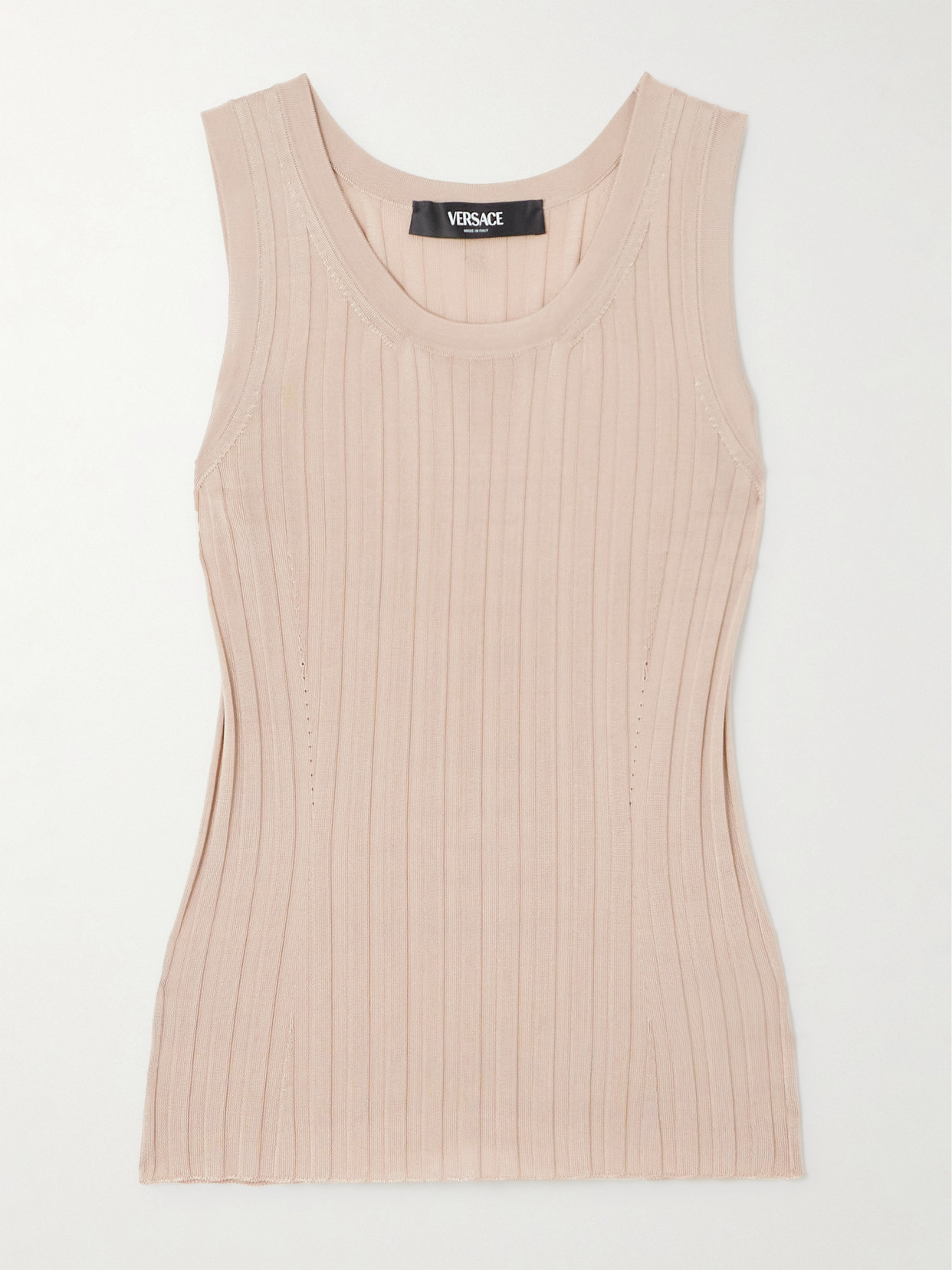 Versace Ribbed-knit Tank In Brown