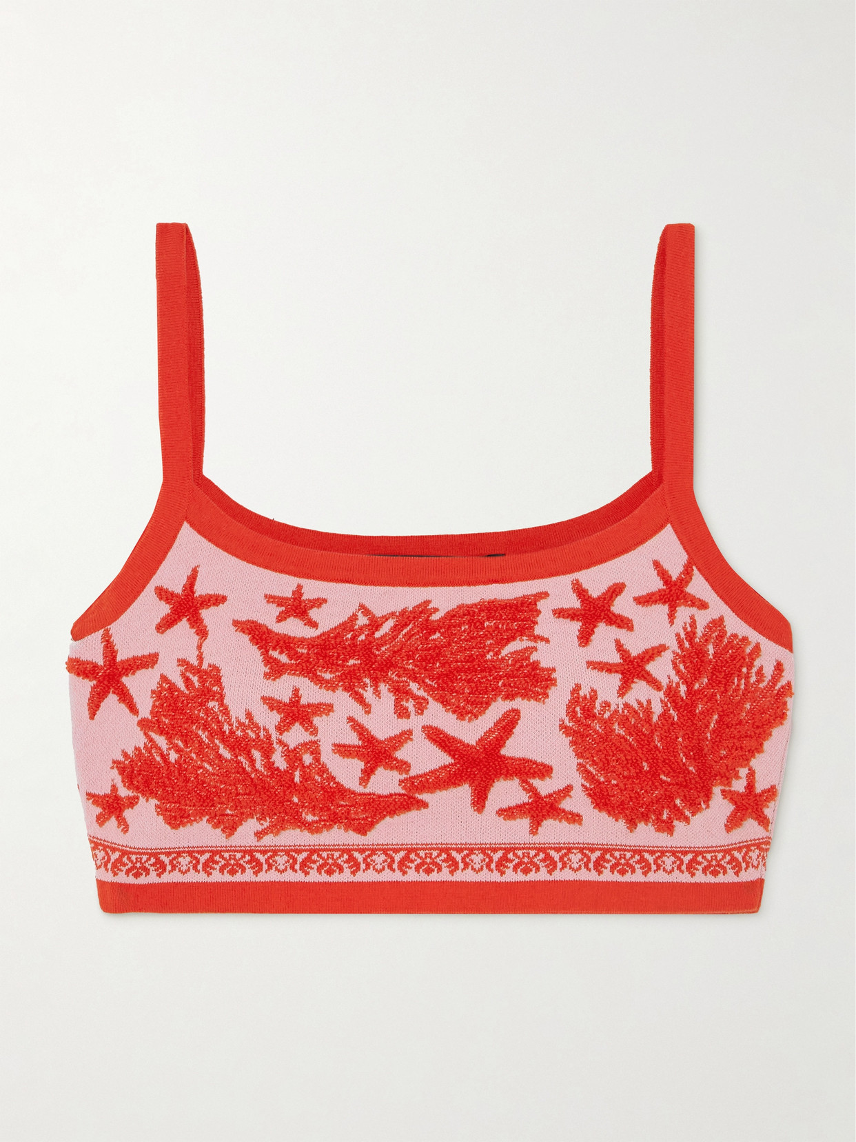 Versace Cotton-blend Terry Jacquard Bralette In Red