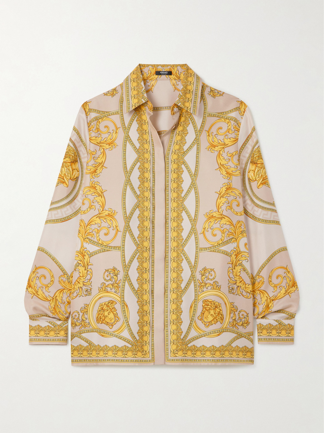 Versace - Printed Silk-twill Shirt - Brown