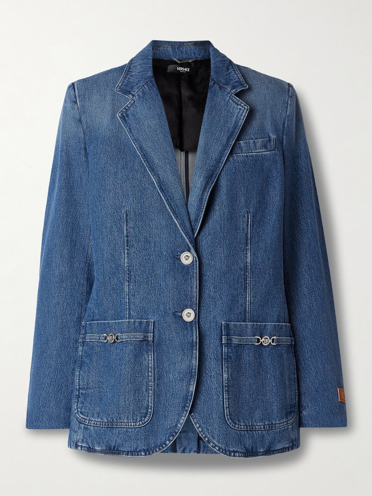 Versace Single-breasted Long-sleeved Blazer In Blue