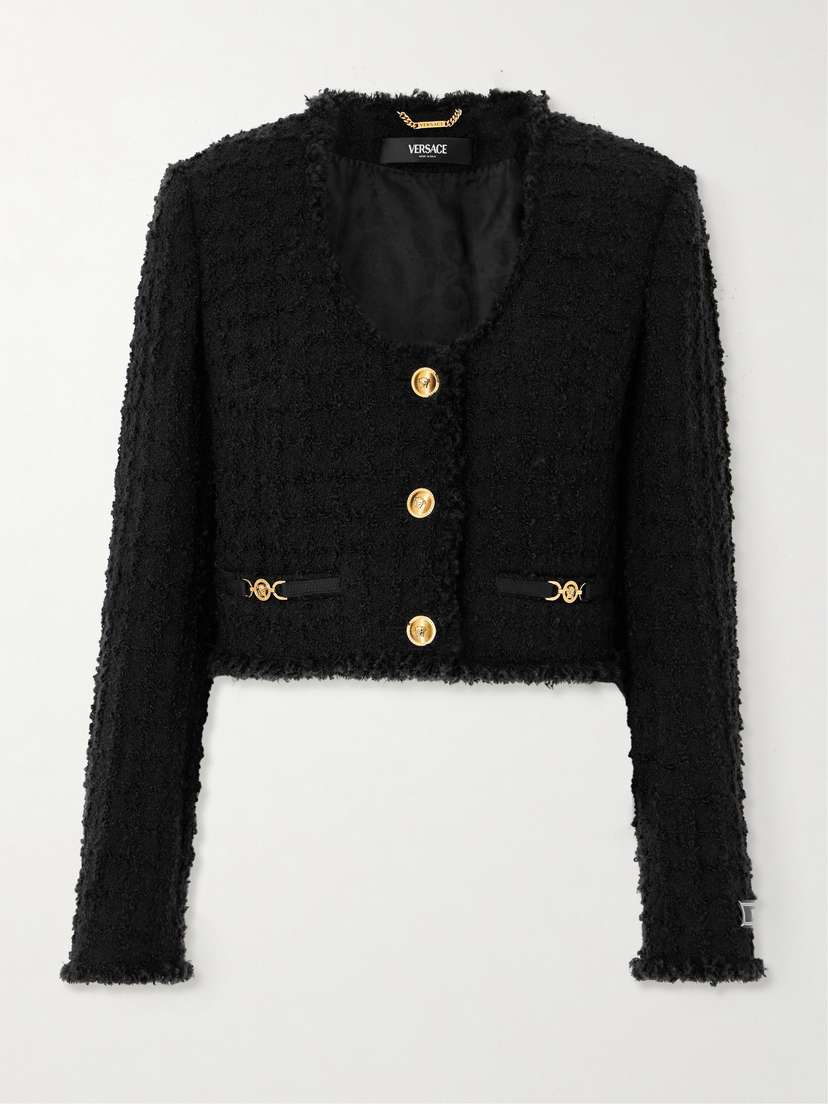 Versace Cropped Wool-blend Tweed Jacket