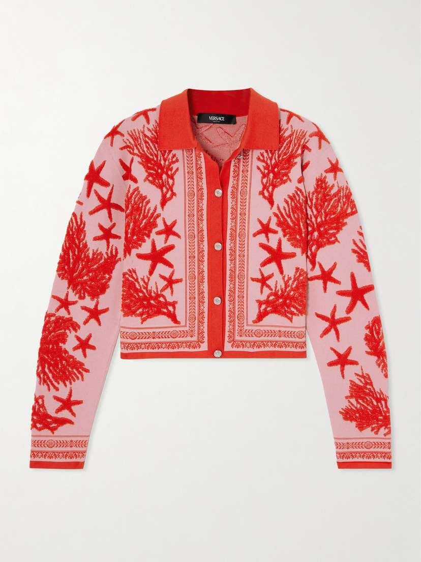 Versace Jacquard-knit Cardigan