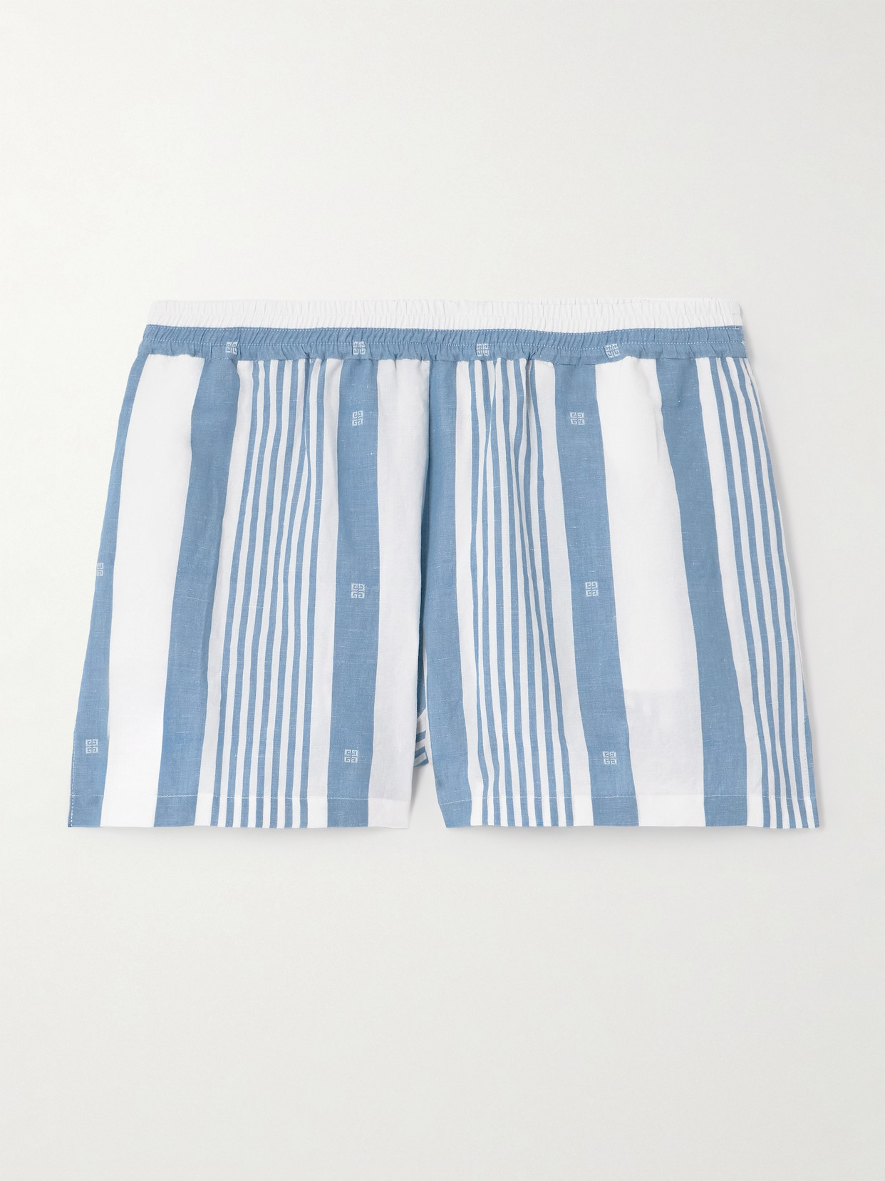 Givenchy Striped Cotton And Linen-blend Shorts In Blue