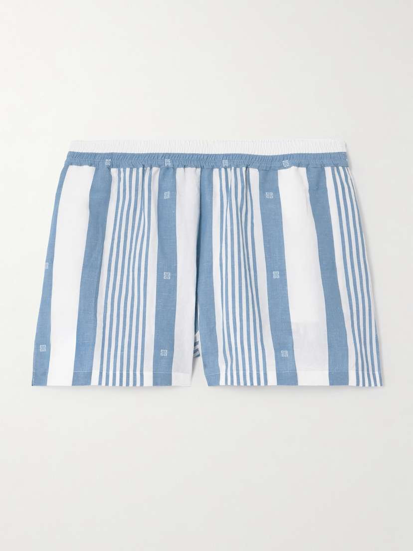 Givenchy Striped Cotton And Linen-blend Shorts