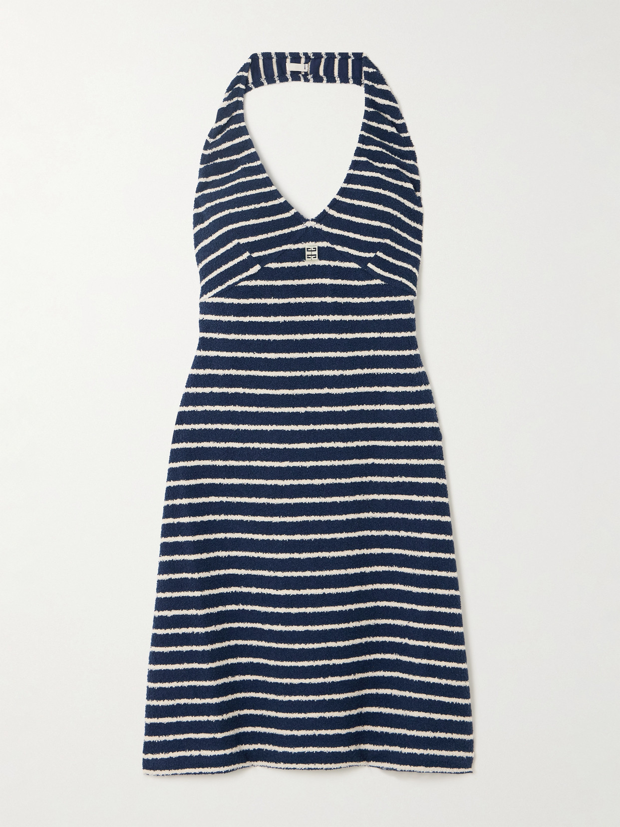 Givenchy - Embellished Striped Cotton-blend Terry Halterneck Mini Dress - Blue