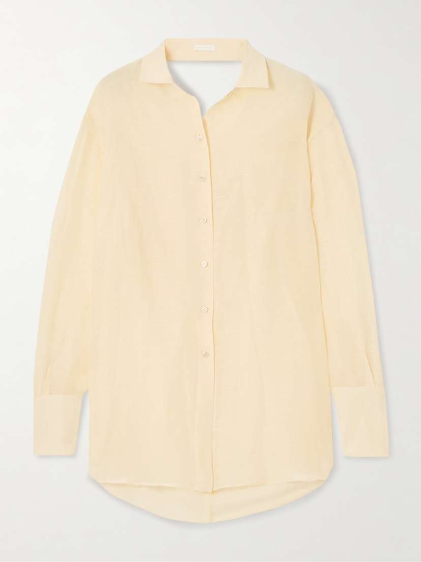 Givenchy Draped Open-back Silk And Linen-blend Shirt