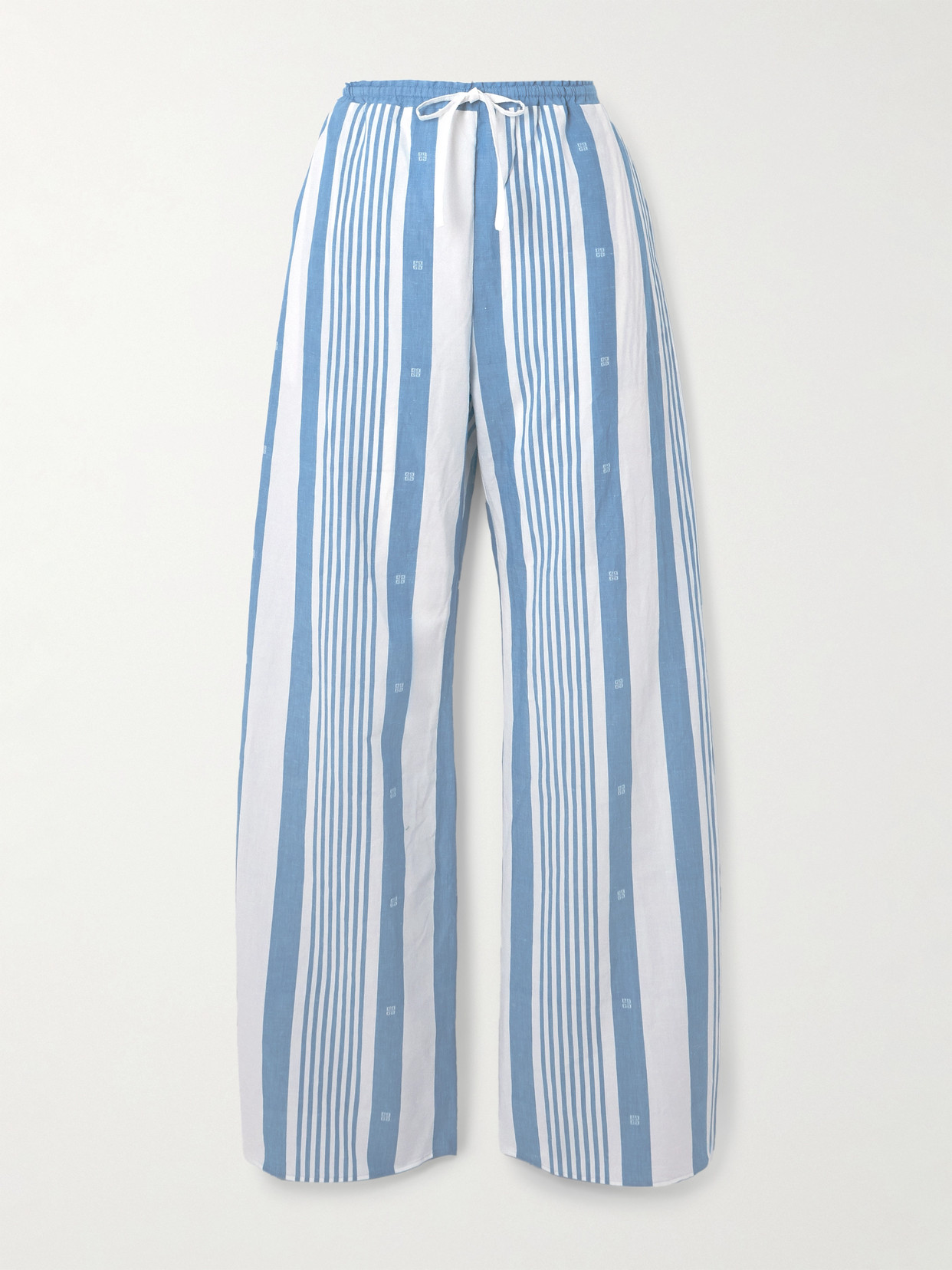 Givenchy Embroidered Cotton Blend Wide-leg Pant In Blue