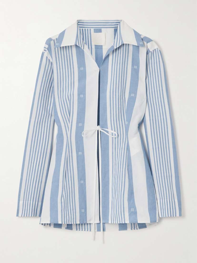 Givenchy Embroidered Striped Cotton And Linen-blend Shirt
