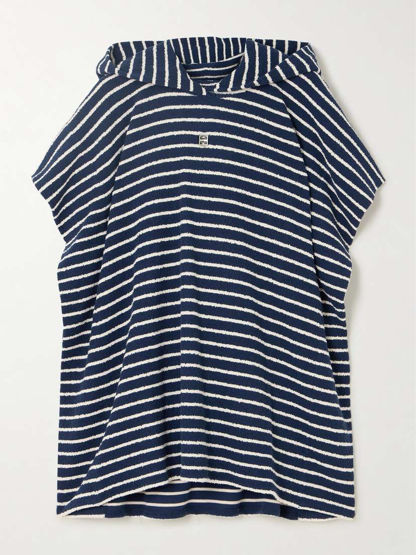Givenchy Embellished Striped Hooded Cotton-blend Terry Poncho