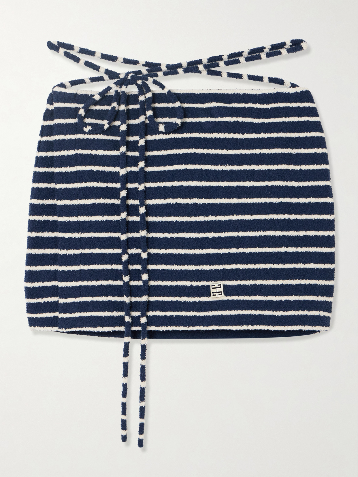 Givenchy - Embellished Striped Cotton-blend Terry Mini Skirt - Blue