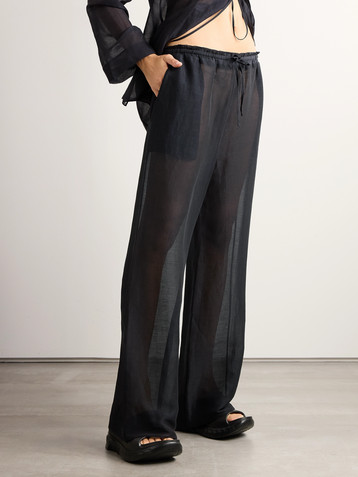 Givenchy Silk and linen-blend voile wide-leg pants