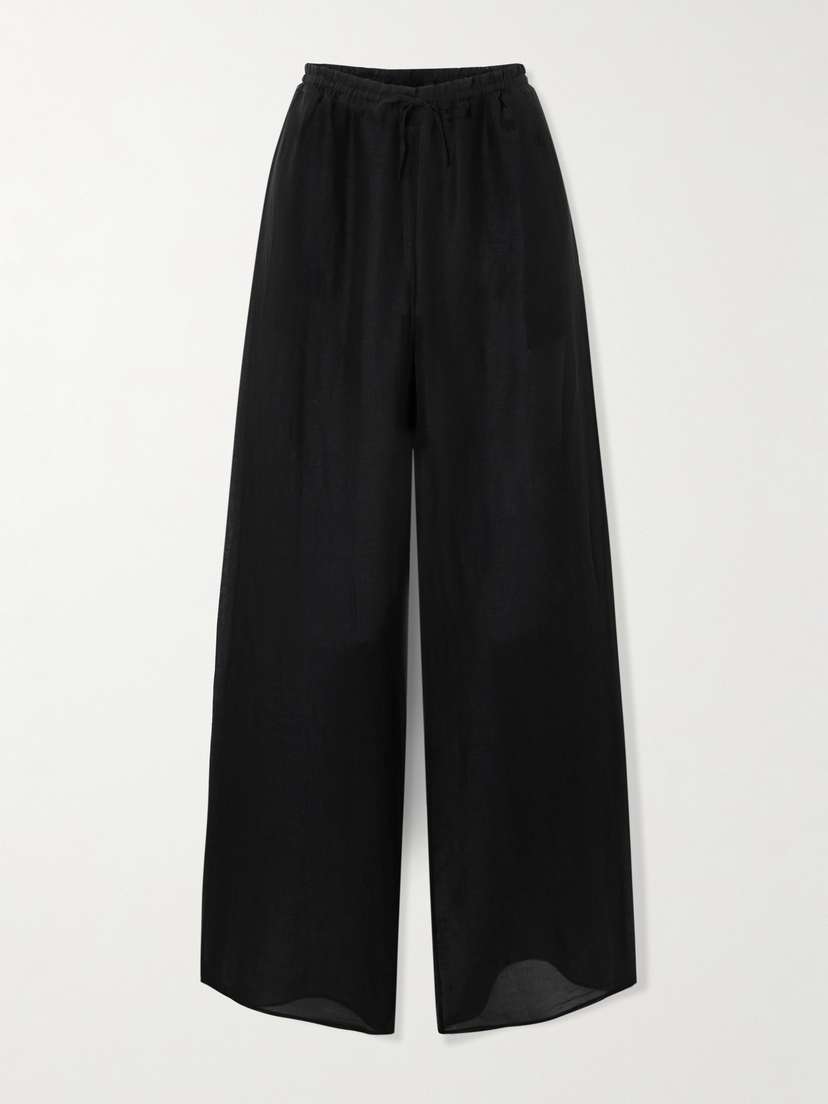 Givenchy Silk And Linen-blend Voile Wide-leg Pants