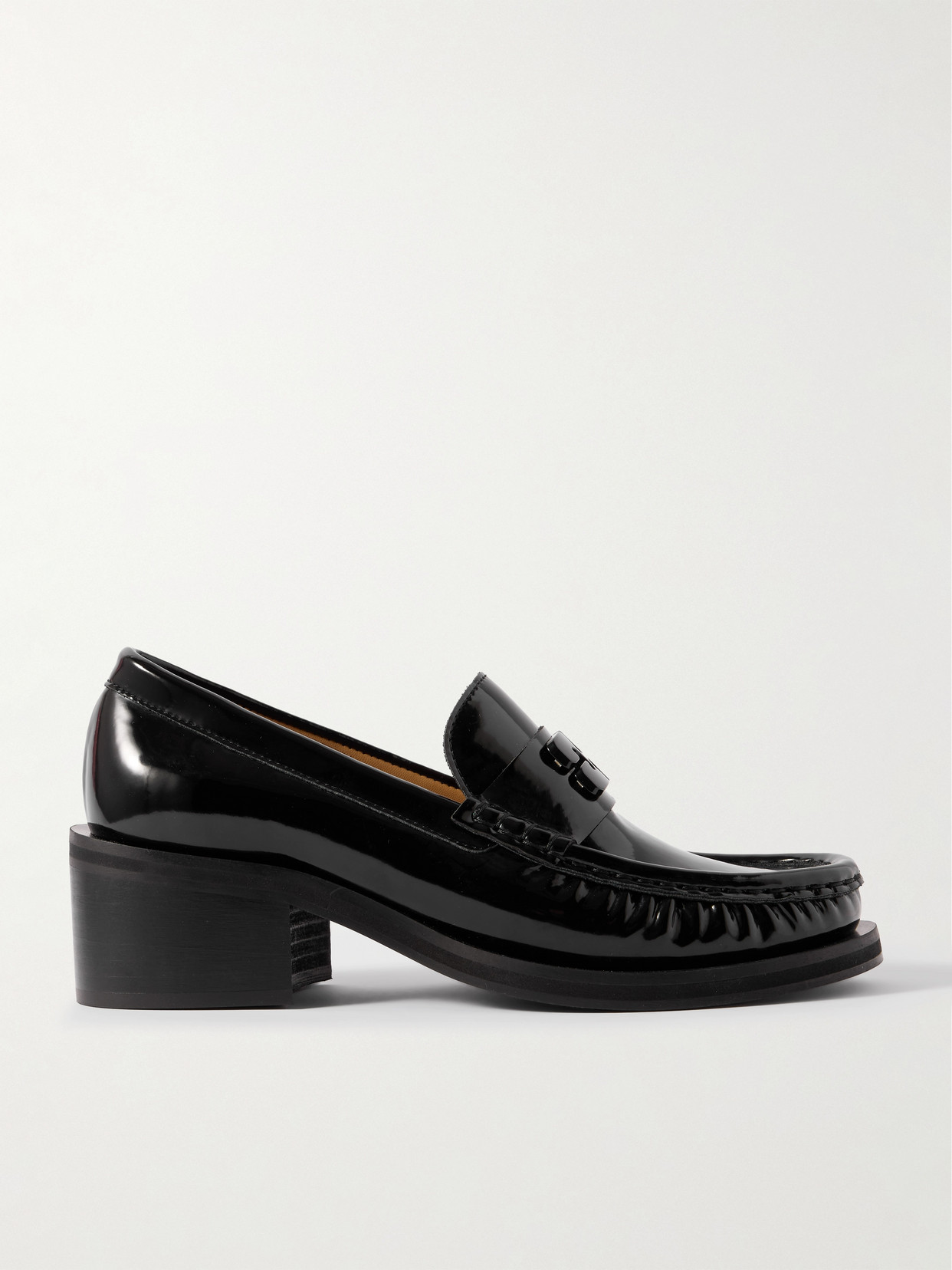 GANNI - Butterfly Recycled Patent-leather Loafers - Black