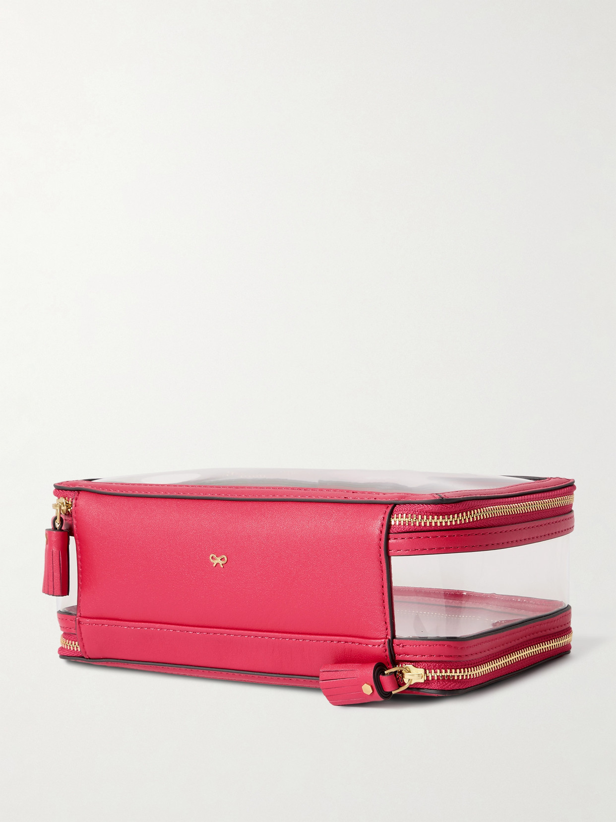 ANYA HINDMARCH IN-FLIGHT LEATHER-TRIMMED PVC COSMETICS CASE