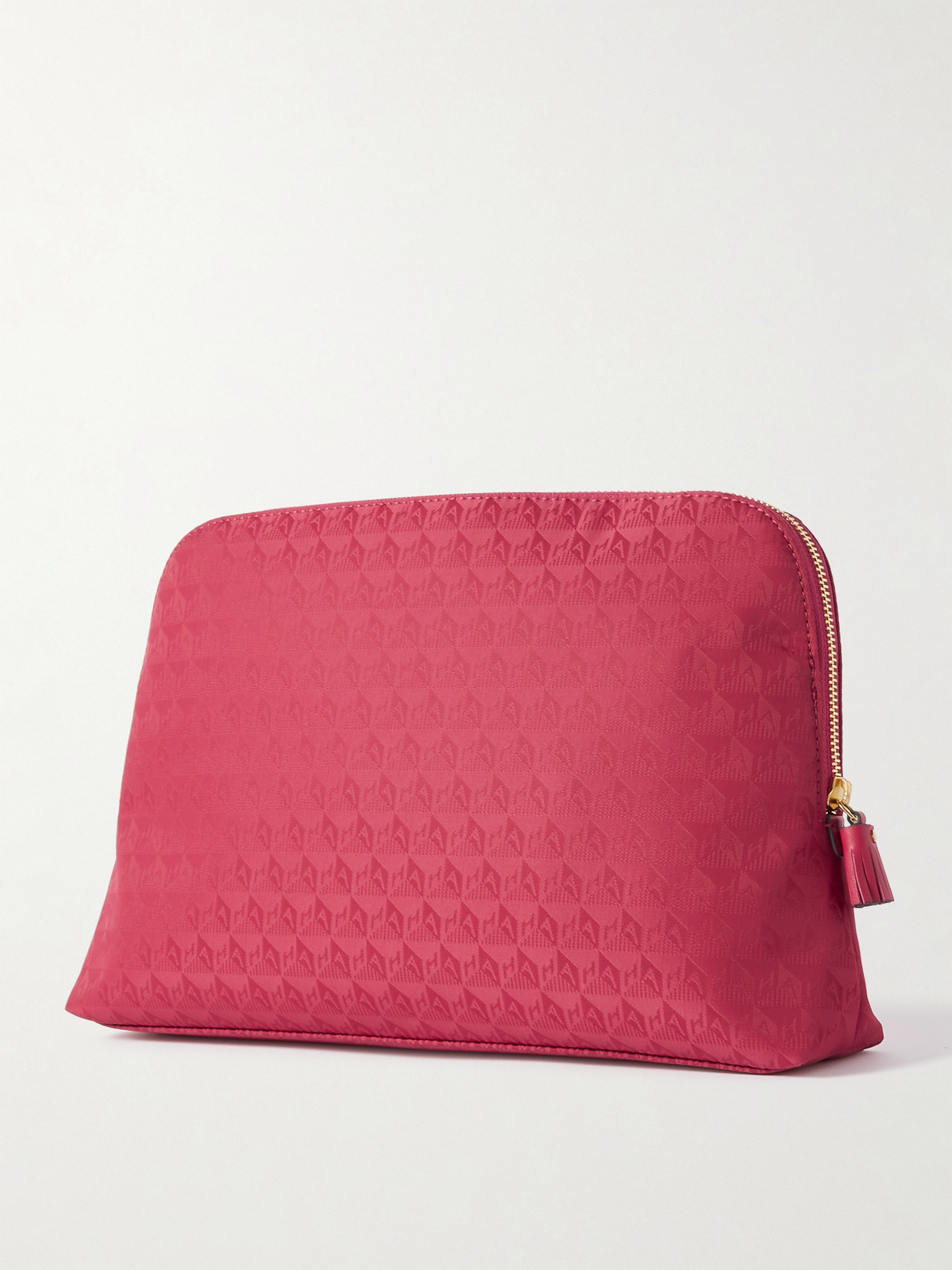 Anya Hindmarch Lotions And Potions Leather-trimmed Econyl®-jacquard Pouch In Purple