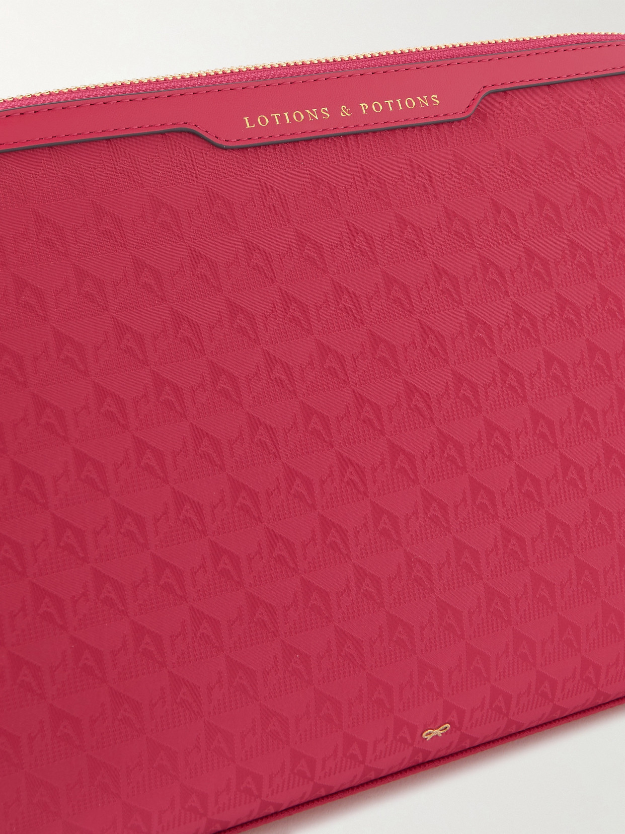 Anya Hindmarch Lotions And Potions Leather-trimmed Econyl®-jacquard Pouch In Purple