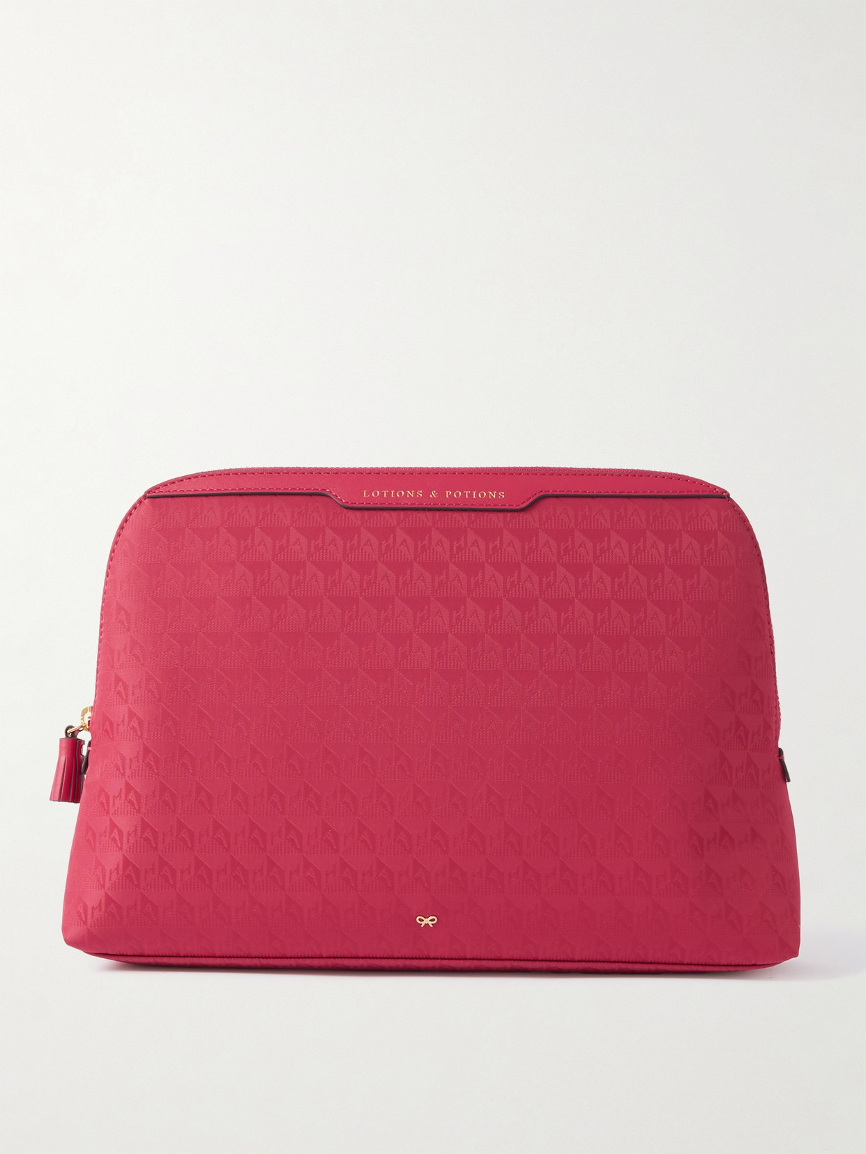 Anya Hindmarch Lotions And Potions Leather-trimmed Econyl®-jacquard Pouch In Purple