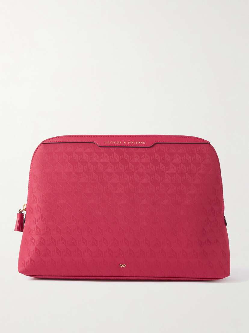 Anya Hindmarch Lotions And Potions Leather-trimmed Econyl®-jacquard Pouch