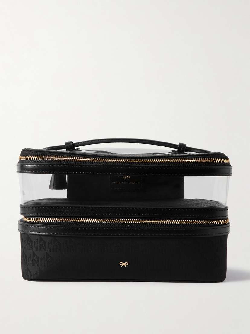 Anya Hindmarch Double Decker Leather-trimmed Nylon-jacquard And Pvc Cosmetics Case