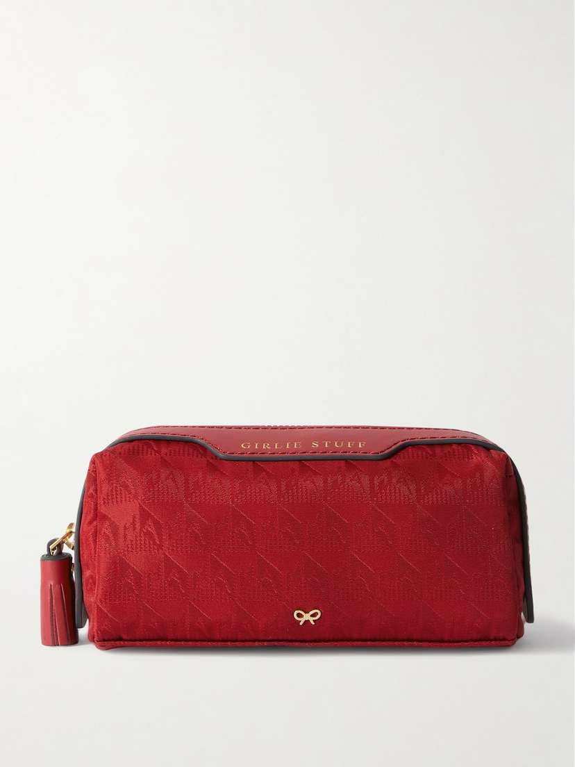 Anya Hindmarch Girlie Stuff Leather-trimmed Recycled-jacquard Cosmetics Case