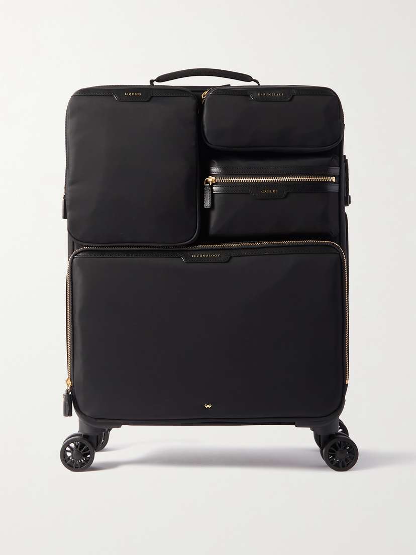 Anya Hindmarch Shorthaul Trolley Leather-trimmed Econyl® Suitcase