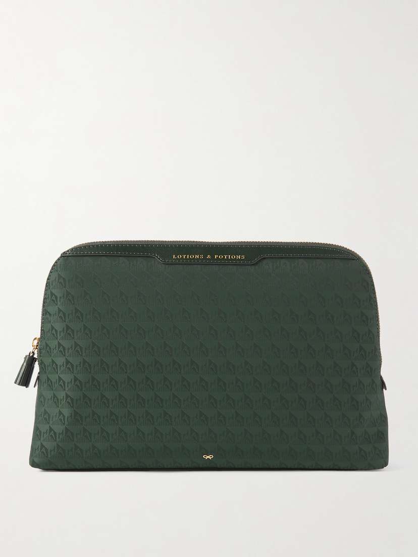 Anya Hindmarch Lotions & Potions Leather-trimmed Econyl®-jacquard Pouch