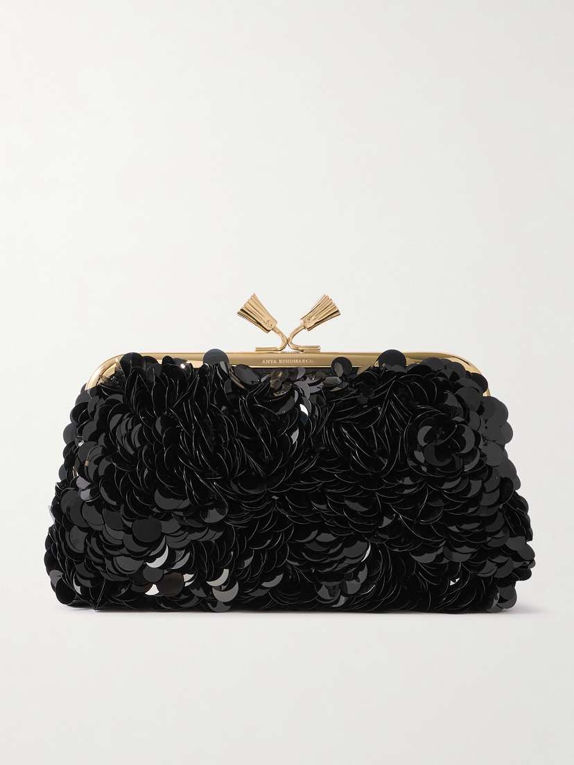 Anya Hindmarch Maud Paillette-embellished Recycled-satin Clutch