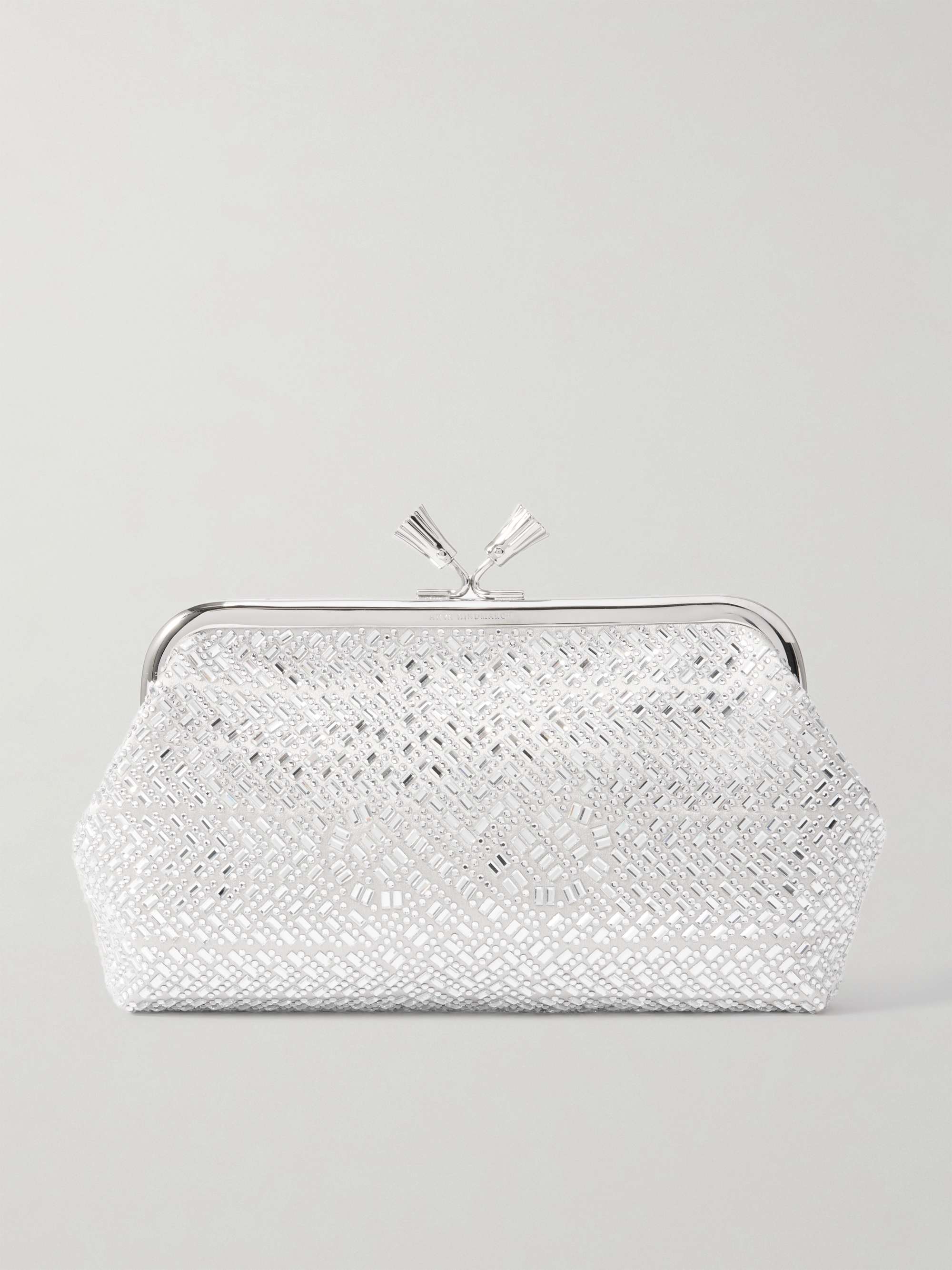 ANYA HINDMARCH Maud Tassel crystal embellished satin clutch NET A PORTER
