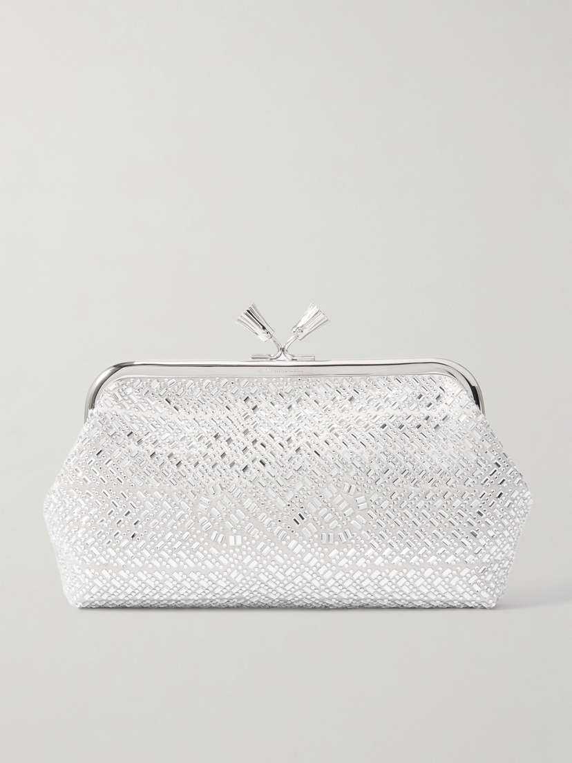 Anya Hindmarch Maud Tassel Crystal-embellished Satin Clutch