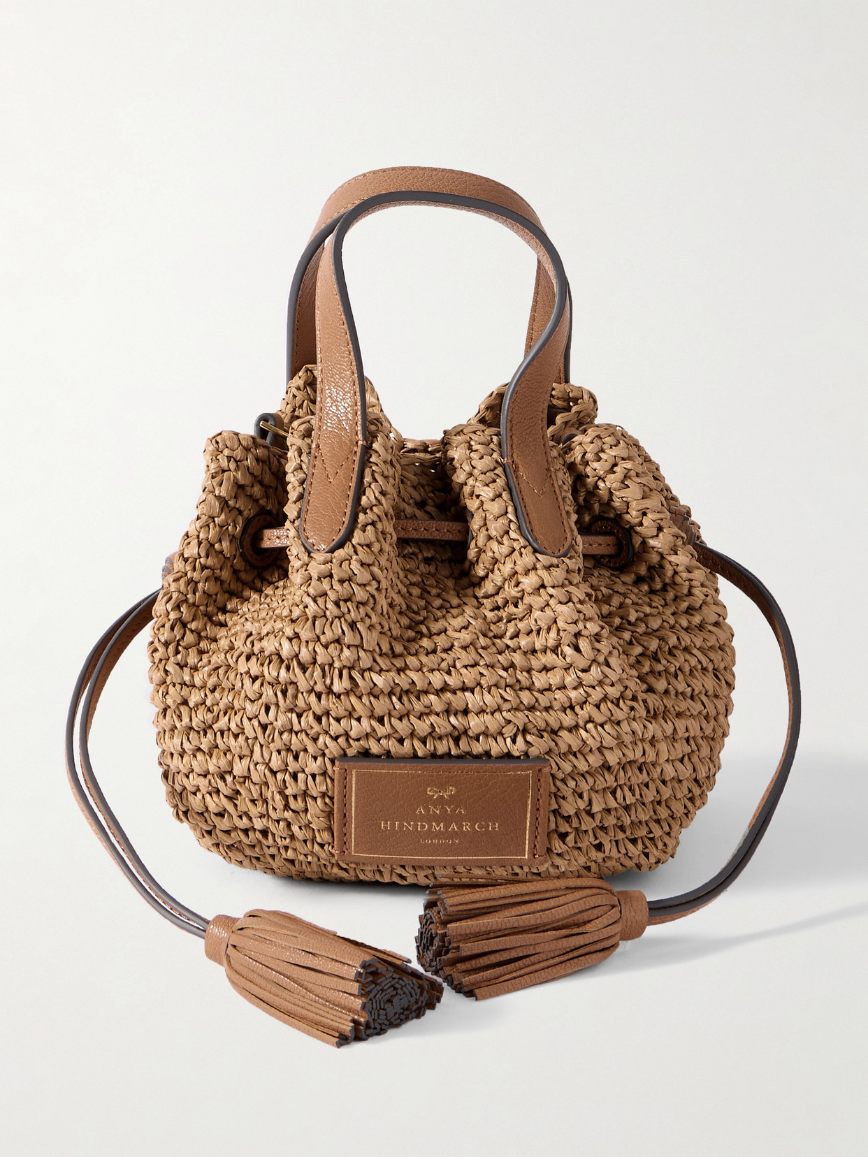 Anya Hindmarch - Small Leather-trimmed Raffia Tote - Tan
