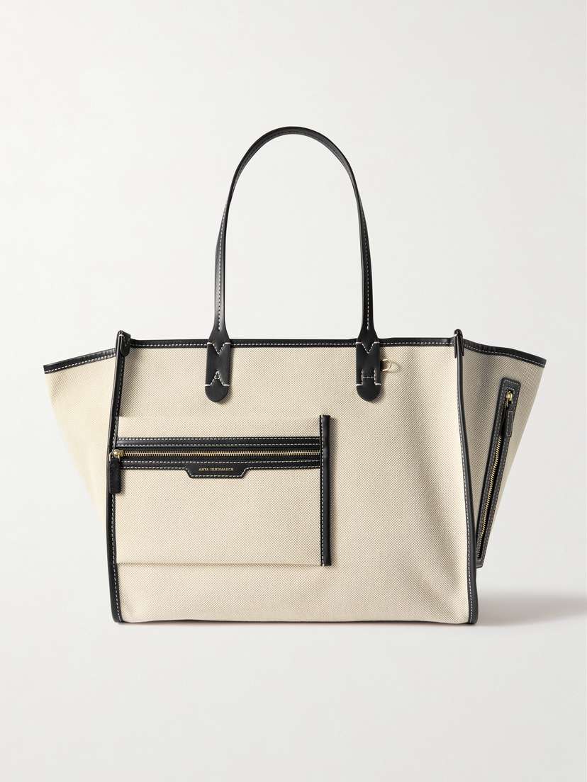 Anya Hindmarch Pocket Leather-trimmed Canvas Tote